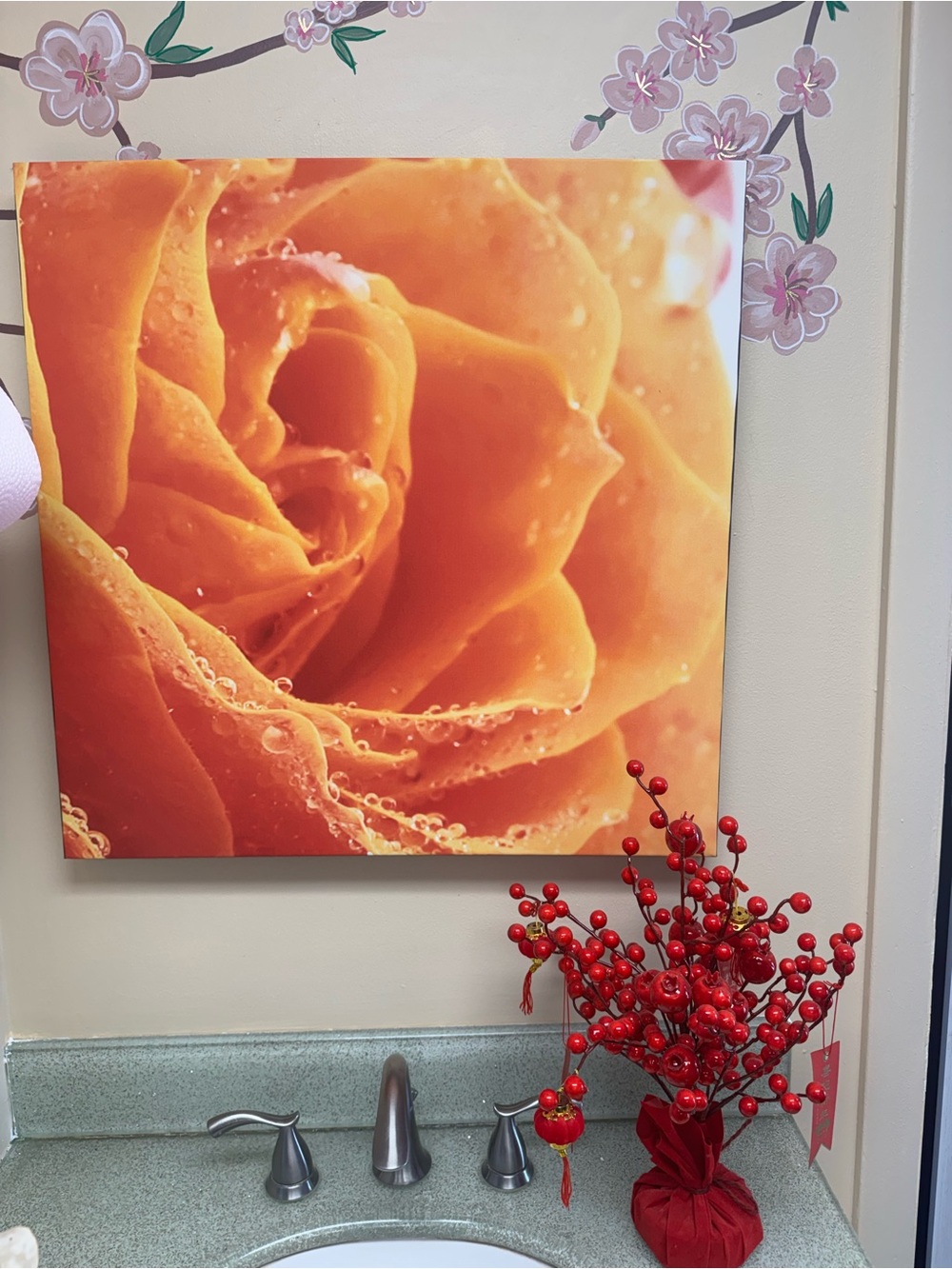 Orange Rose Wall Art Canvas - Home Art